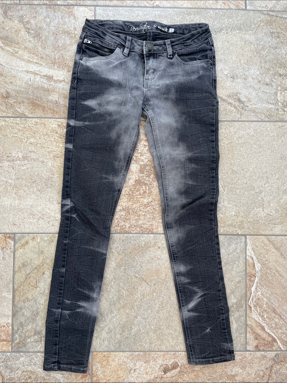 Revolution By Revolt Black Washed Skinny Jeans